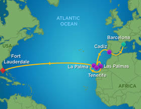 Transatlantic gay group cruise map