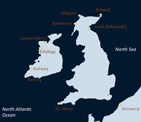 Ireland & Scotland gay cruise map