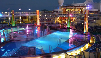 Freedom of the Seas pool at night