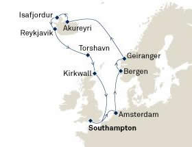 Iceland & Fjords Gay Group Cruise map