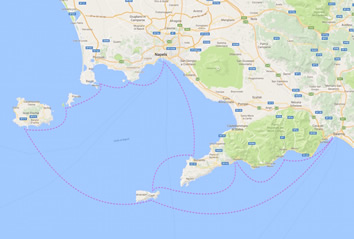 Amalfi Coast, Italy Gay sailing cruise map