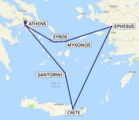 Greek Isles lesbian cruise 2025 map