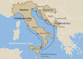 Italy & Croatia lesbian cruise map