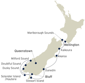 New Zealand lesbian adventure cruise map