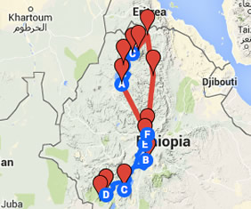Ethiopia Gay Tour Map