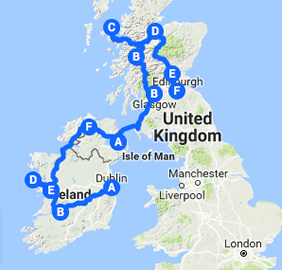 Ireland & Scotland Gay Tour Map