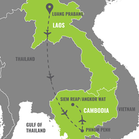 Cambodia & Laos Gay Tour Map