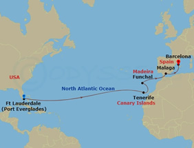Ascent Transatlantic Cruise map
