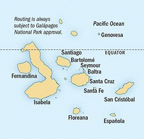Galapagos gay cruise map