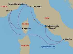 Italy & French Riviera Gay Cruise map