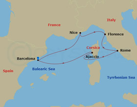 Mediterranean gay cruise map