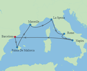 Mediterranean gay cruise map