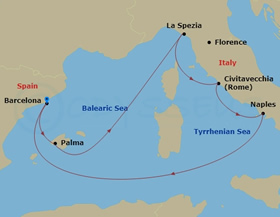 Mediterranean gay group cruise map