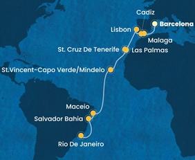 Transatlantic Brazil gay cruise map