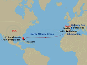 Transatlantic gay cruise map