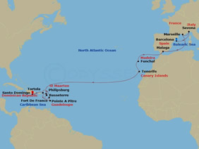 Transatlantic Caribbean gay cruise map