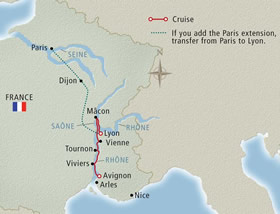 Provence, Southern France Gay Cruise map