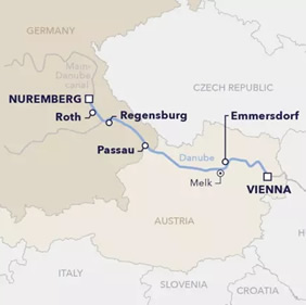 Danube Christmas gay cruise map