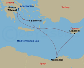 Greece Egypt gay cruise map