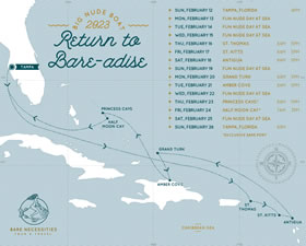 Big Nude Boat Caribbean Cruise Map