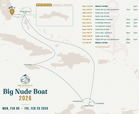 Big Nude Boat Caribbean Cruise Map