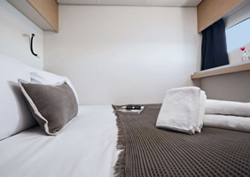 Greece gay catamaran cabin view