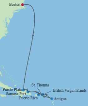 Boston Caribbean Gay Cruise map
