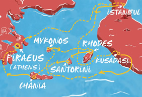 Virgin Greek Isles bear cruise map