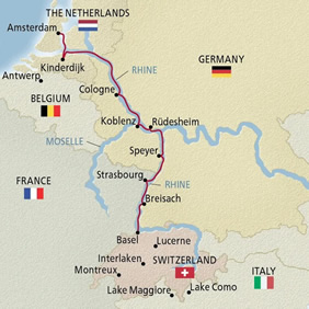 Rhine River gay cruise map