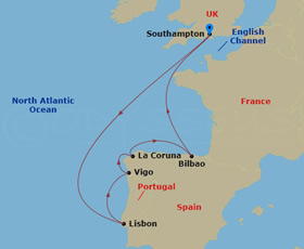 Spain & Portugal Gay Bear cruise map