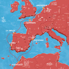 Western Europe gay cruise map