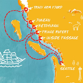 Virgin Alaska gay cruise map