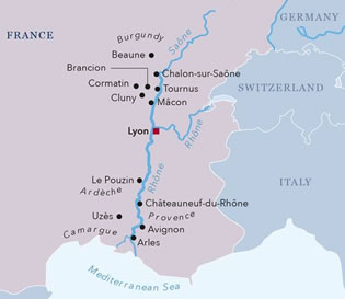 Burgundy & Provence All-Gay River Cruise map