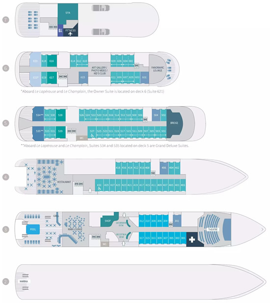 Le Jacques Cartier deck plan