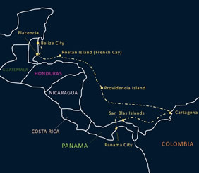 Panama Canal gay cruise map