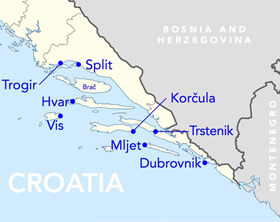 Croatia Dalmatia gay cruise map