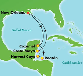 New Orleans Caribbean gay cruise map