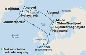 Norway & Iceland gay cruise map