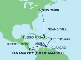 New York to Panama gay cruise map