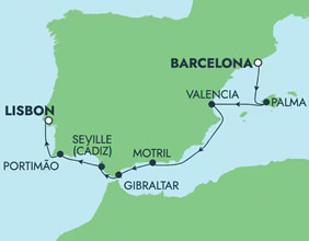 Spain & Portugal gay cruise map