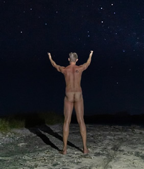 Naked man stars milkyway