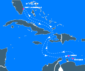 Southern Caribbean gay cruise map