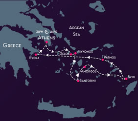 Greek Isles Gay Cruise 2022 map