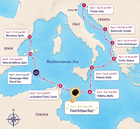 Vacaya Mediterranean gay cruise map