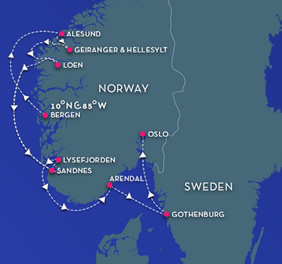 Norwegian Fjords Gay Cruise 2023 map