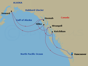Alaska luxury gay cruise map