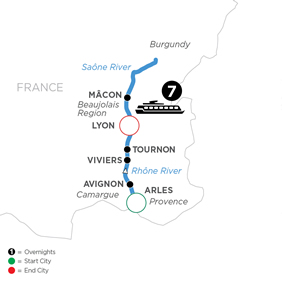 Burgundy & Provence Culinary Gay River cruise map
