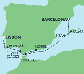 Portugal & Spain gay cruise map