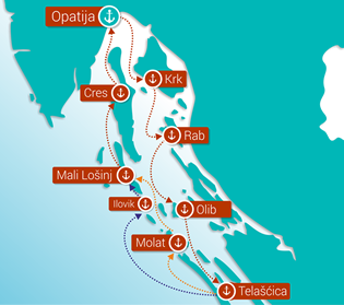 Northern Croatia Naturist Cruise map