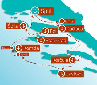 Croatia Naturist Cruise map